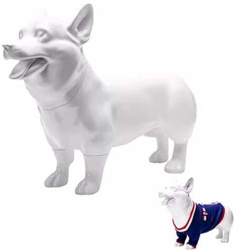 Blazea Schaufensterpuppe Hundeschaufensterpuppe Corgi-Statuen, Ganzkörper-Haustierkleidungs-Ausstellungsmodell, Dekorative Hundeskulptur aus Kunststoff, Moderne Sammlerfiguren, Kunsthund
