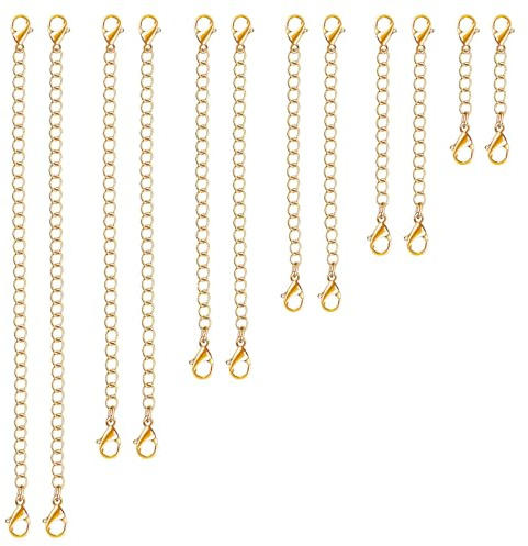 WillTen Lot de 12 rallonges de chaîne en acier inoxydable argenté et doré pour bracelet, Métal