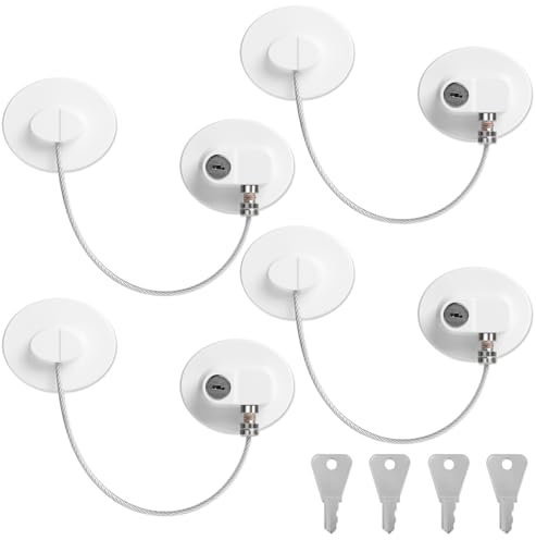 Romon Blocca Cassetti Per Bambini 4 Pezzi, Chiusure Sicurezza Bambini Con 8 Chiavi Per Porte, Finestre E Frigoriferi, Cassetti, Lavatrici, Armadi, Attenzione Alla Sicurezza Dei Bambini