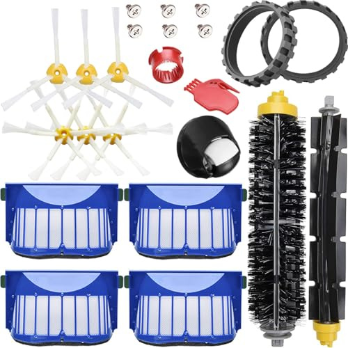 EATBALE 14 Piezas de Repuesto para iRobot Roomba 605 606 615 616 620 621 625 630 631 650 653 655 660 670 671 676 680 690 691, Accesorios para neumáticos de Rueda, Filtro de Cepillo de Rodillo