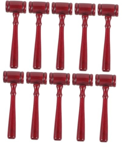 CAXUSD 10pcs Redwood Judge's Hammer Toy Boys and Girls Mallet Gavel for Party Courtroom Auction Cosplay