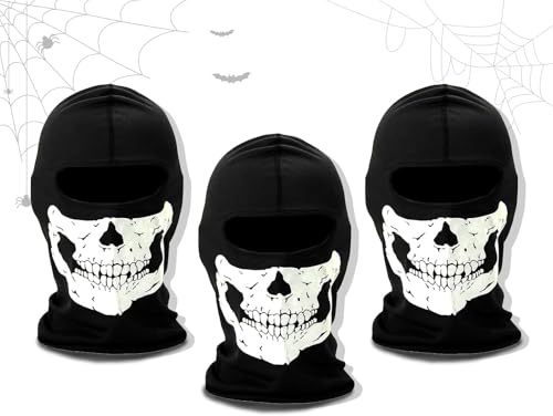 3 Stück Ghost Maske Call of Balaclava,Geister-Maske Totenkopf Sturmhaube,Call of Duty Sturmhaube Skull Maske,Balaclava Geisterschädel Vollgesichtsmaske,Geeignet für Rollenspiele Halloween Cosplay