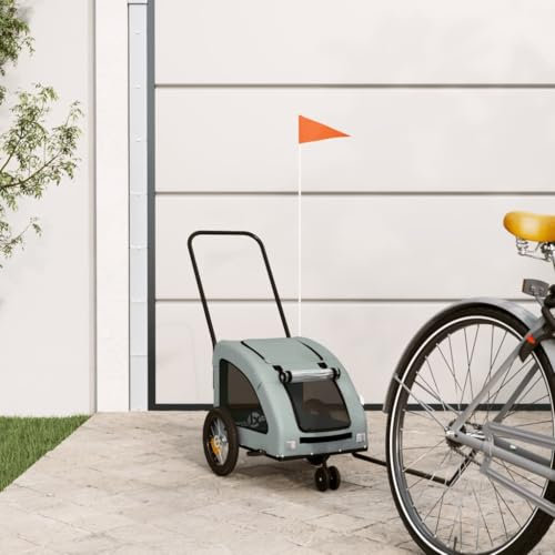 Somanki Fahrradanhänger Hunde Grau Oxford-Gewebe und Eisen, Fahrrad Anhänger, Lastenanhänger, Handwagen, Fahrrad-lastenanhänger, Lastenfahrrad - 93972
