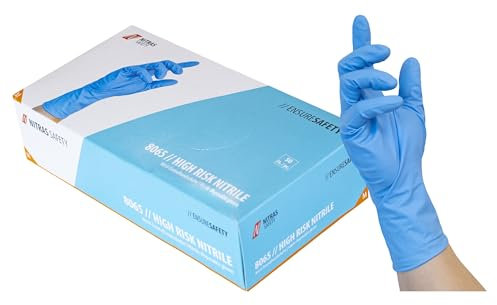 Nitras Guanti monouso in nitrile, colore blu, adatti per alimenti, confezione da 50 (6 (XS))