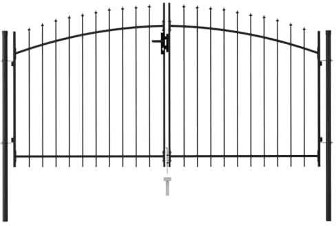 Willood Zauntor Doppelflügel mit Speerspitzen Stahl 3 x 1,5 m Schwarz