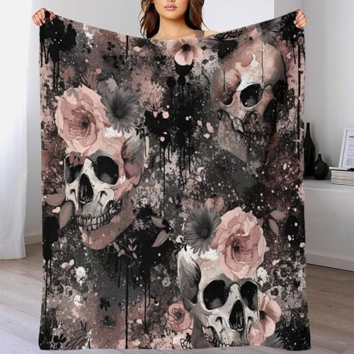 TBDUEPS Weiche, pelzige Decken mit Totenkopf-Motiv für Bett, Yogadecke für Frauen, personalisierte Weihnachts- und Geburtstagsgeschenke, 200 x 230 cm