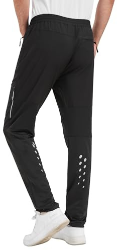 INBIKE Fahrad Hose Herren Lang Fahrradhose Sommer Fahrradbekleidung Rennrad MTB Jogging Radhose Radlerhose Reißverschluss Tasche Schwarz L
