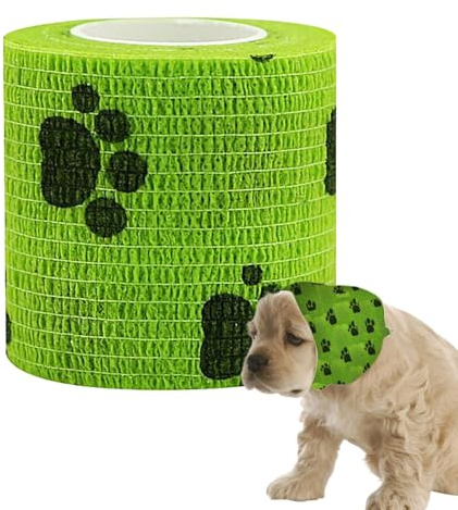 Chaussures de bandage de chien respirantes Enveloppements pour animaux de compagnie, Bandage auto-adhésif Bandage cohésif pour chien Bandage multifonctionnel pour les soins des plaies pour animaux de