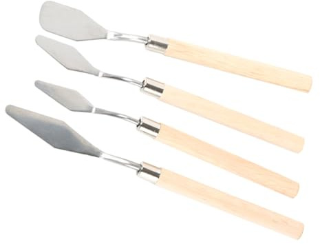 Veemoon 4pcs Oil Painting Scrapers Sturdy Palette Knives for Mixing Spreading and Texturing Tools for Oil Paint Portable and Painting Supplies
