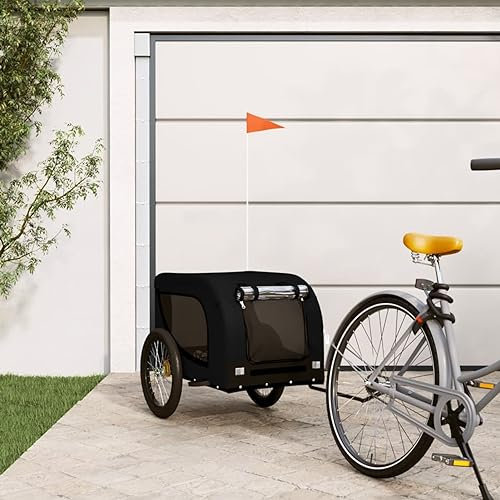 Xichuzi Remolque de Bicicleta para Perros Hierro y Tela Oxford Negro, Remolque Bici Perro, Remolque Bicicleta De Carga - 94010