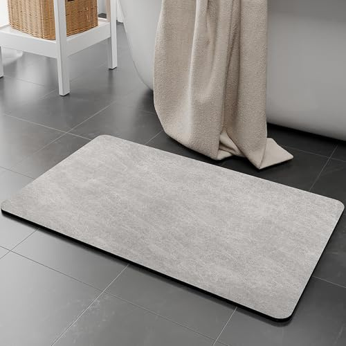 KAZOLEN halkfri badrumsmatta superabsorberande badrumsmatta: tunn 50 x 80 cm tvättbar snabbtorkande badrumsmatta duschmatta för dusch, badkar och badrum, toalett, grå