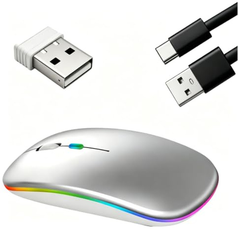 Times Mark Ratón Bluetooth inalámbrico recargable, ratón silencioso de modo dual