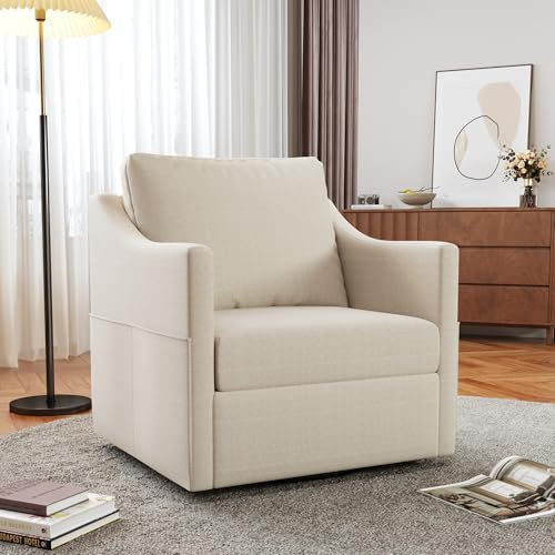 UNIONLINE Drehsessel, 360° drehbarer Loungesessel mit Armlehnen, Einzelsofa Relaxsessel Fernsehsessel für Wohnzimmer & Schlafzimmer, Beige
