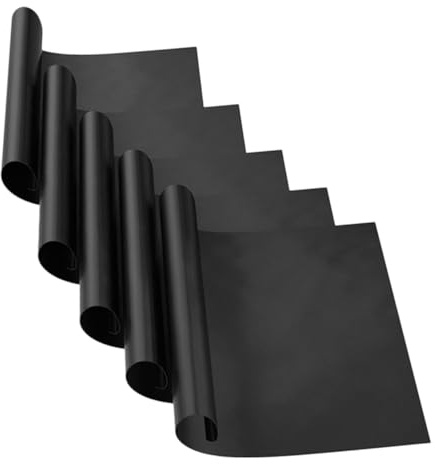 SUPVOX 5 Pièces Tapis de Cuisson Réutilisable PTFE Noir à Haute Température Antiadhésif pour Barbecue et Four Accessoires de Cuisson Durables et Faciles à Nettoyer
