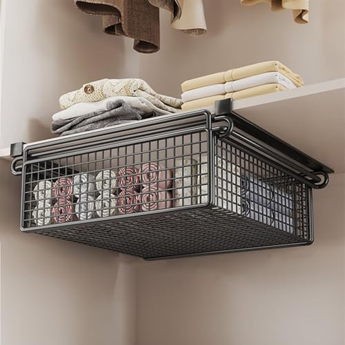 Cajón extraíble colgante multifunción para dormitorio, solución de almacenamiento de ropa de metal, cesta extraíble debajo del estante, estante de almacenamiento