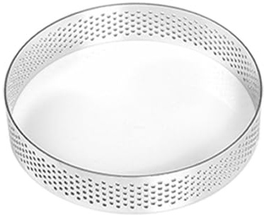 CHUYIX Cercle à tarte - 1 pièce - Diamètre : 12 cm - Hauteur : 2 cm - Anneaux perforés - Moules à tartelettes - Facile à démouler - Pour muffins, tartes, pizzas, gâteaux