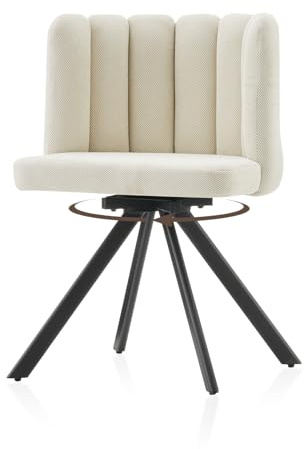 TUKAILAI Drehstuhl Esszimmerstuhl, 360° Drehbar, Große Sitzfläche 52cm, Polstersessel Mit Metallgestell & Verstellbaren Füßen Für Küche Und Esszimmer (Leinen Beige)
