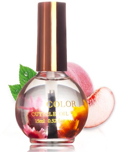 Nagelöl Pflege Nail Cuticle Oil mit getrockneten Blumen, Nagelhautpflegeöl für Nägel Nagelhaut, feuchtigkeitsspendend, Strengthening Nagelhautöl Nagelpflegeöl Pflege für Hände Nägel(Pfirsiche)