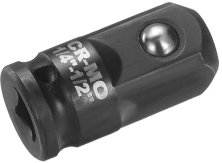sourcing map Impact Socket Adapter 1/4 Female to 1/2 Male Square Drive Increaser Standard SAE CR-MO Steel Converter Impact Driver Ratchet Wrench Breaker Bar Conversion, Black