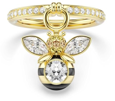 Swarovski Idyllia Kollektion Motiv-Ring, Gemischte Schliffe, Biene, Mehrfarbig, Goldfarben beschichtet