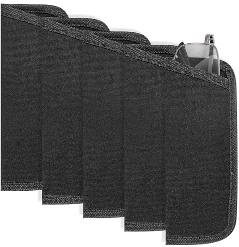 Lusofie 5 Stück Brillenetui Weich Stoff Brillenetui Brillentasche Stoff | Brillen Aufbewahrungsetui Schwarz Brillenbeutelhalter 16 ×7 cm