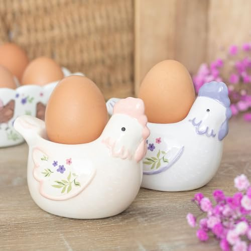 Something Different Wholesale Juego de 2 hueveras con forma de gallina | Herramienta de desayuno de cocina novedosa
