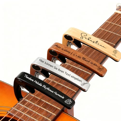 Personalisiert Gitarren Kapodaster mit Gravur - Custom Gitarren Zubehör Es ist ein Musikalisches Geschenk für den Gitarristen, Freund oder Bandkollegen (Ausführung in Edelstahl)