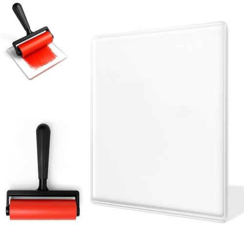 Fegtrtyoa Piastra di Stampa In Gel con Pennello - Piastra In Gel Riutilizzabile per Monoprinting, per Principianti, Artisti e Terapia, Stampa e Arte Testurizzata