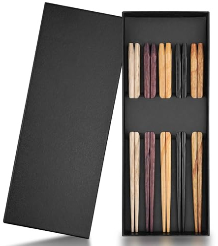 Ravytha 5 Pares Palillos Japoneses para Niños, Chopsticks Reutilizables, Palillos Principiantes Fáciles de Usar de Entrenamiento, Palillos Sushi Cocinar Cocina, para Principiantes de Aprendizaje