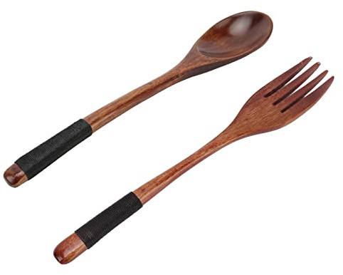 Yechiry Juego de Tenedor y Cuchara Japonés Preciso, Herramienta de Degustación de Mezcla Fuerte y Ligera para Cocina Casera, Haya, 3 Cucharas, 3 Tenedores