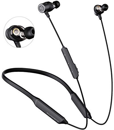 SoundPEATS Dual Drivers Bluetooth 5.2 Earphones, Force Pro Neckband Wireless Headphones IPX5 Sweatproof In-Ear Earbuds for Sports Built-in Mic, 22 Hrs Playtime APTX-HD Audio with Noise Cancellation
