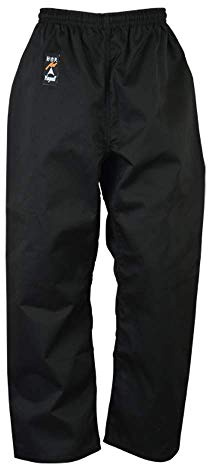 Playwell Martial Arts Karate Black 100% Cotton Medium Weight Trousers - 9oz - NEW (2/150cm)