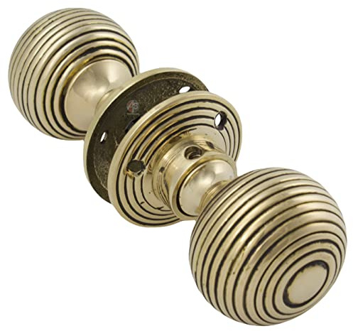 A.B Hardware Aged Solid Brass Beehive Style Door Knob Pair Knobs Set Internal Doors Interior - AB Hardware, Black