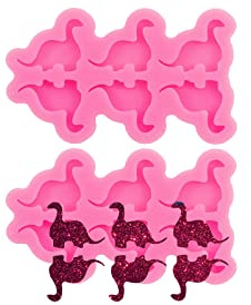 AMZTOART 2Pc Mini Dinosaur Studs Molds for Epoxy Resin Crafts DIY Earrings, Crafting Fondant Sugarcraft Cake Chocolate Silicone Mold