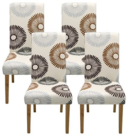 Jaotto Stuhlhussen 4 Stück Universal, Stuhlhusse Stretch 4er Set Moderne, Stuhlhussen Schwingstühle Elastische Langlebig Stuhlhussen für Esszimmer Bankett Deko,Round Jahreszeit