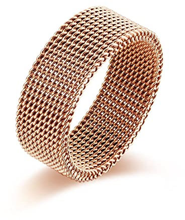 Aotiwe Freundschaftsringe Beste Freundin, Ringe Herren Dünn Mesh Riemenmuster Roségold Edelstahl Größe 62 (19.7)