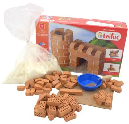 teifoc Stiftehalter - Steinbaukasten 4070 Burg, 3 Bauvarianten | 100 Bauteile, Kreativspielzeug für Kinder ab 6 7 8 Jahren, Lernspielzeug, kreatives Spielen, Montessori Spielzeug, Maurer Set