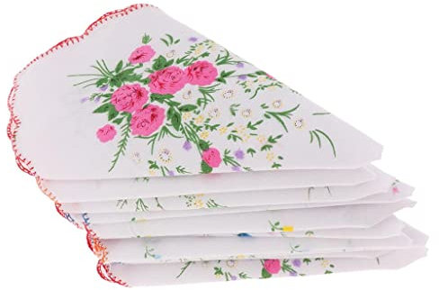 Baoblaze 10er Set Damen Taschentücher Stoff, Blume Stofftaschentücher, Pocket Square Cotton Handkerchief Women, Mode Bandana Kopftuch für Alltagsgebrauch Hochzeit Haar Hals Tasche Dekorationen