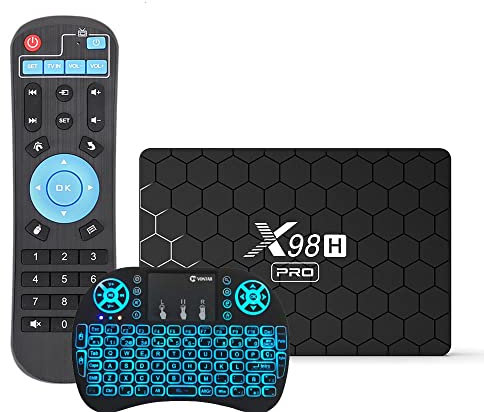 Android TV Box 12.0, X98H PRO 4GB RAM 64GB Rom, H618 Quad-Core 64Bits 1000M LAN Dual-WiFi 2.4G/5G 4K/AV1/3D/USB 3.0/BT 4.2 Set Top Box con Tastiera Wireless,4gb+32gb