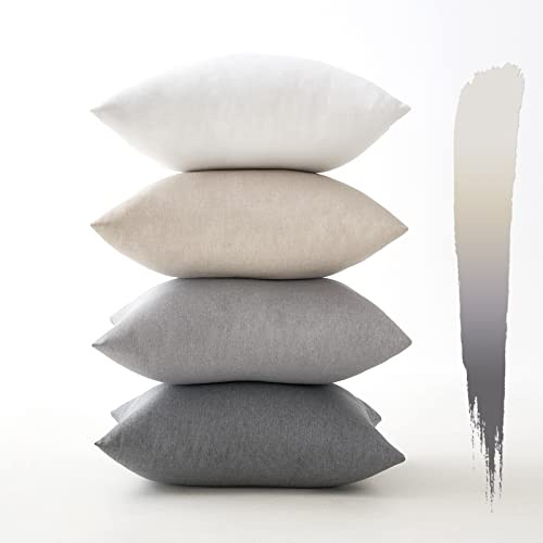 MIULEE Outdoor Kissenbezug Wasserdicht Kissen Wasserfest Dekorative Kissenbezüge Leinen-Optik Sofakissen Dekokissen für Garten Sofa Couch Wohnzimmer Schlafzimmer 4er Set 45x45 cm Graue Serie