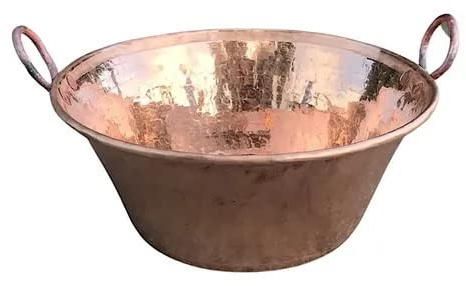21 Inch Cazo De Cobre Copper Pot, Hand Hammered Carnitas Cookware, Heavy Duty Mexican Cooking Wok, 13 Inch Bottom Diameter
