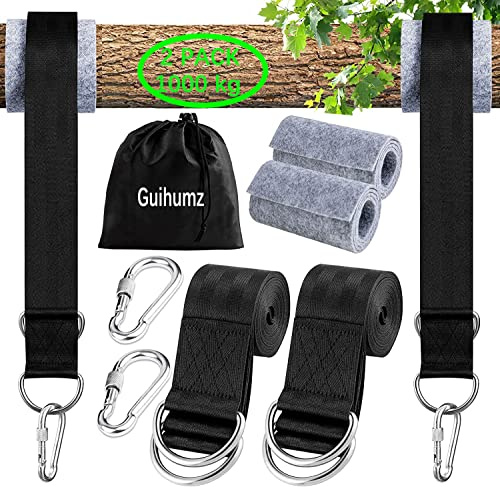 Guihumz Schaukel Befestigung, Hängematte Befestigung Befestigungsset Aufhängung Hängesessel Befestigung mit 2 Schwerlast Karabinern und D-Ringen,hält bis zu 550 kg mit Aufbewahrungstasche(1.5M)