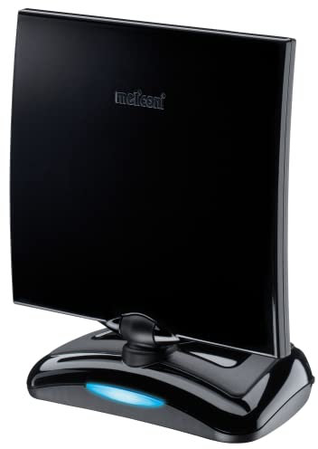 Meliconi | Antenna TV AT 49 USB da interni ad amplificazione regolabile. Già pronta per il DVB-T2 e il 5G. Elemento captante orientabile. Si alimenta tramite cavo USB incluso. Portata 30km