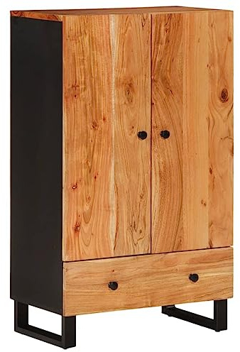 vidaXL Highboard mit Schublade 60x33x100 cm Massivholz Akazie & Eisen