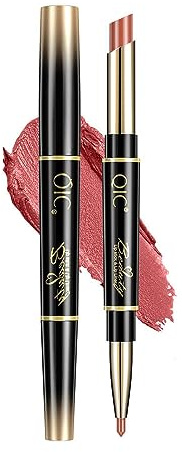 Lipliner Lipstick De Doble Cabeza Lipliner 2 En 1 Mate Mate Superficie Impermeal Al Agua, No Se Desvanece, No LáPiz Labial Taza De Larga DuracióN Labial Color Maquillaje LíQuido