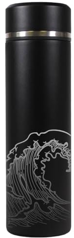 Personalisierte Thermosflasche LOTTY mit eigener Gravur selbst gestalten - 450 ml, schwarz - Trinkflasche aus doppelwandigem Edelstahl