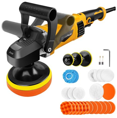 Car Polisher Buffer Sander Rotary Polishing Machine 1400W 150mm-180mm Buffing Polish Pad Kit, 6 Variable Speeds 800-3500RPM, 30Pcs Accessories for Car Boat Floor Clean Polishing