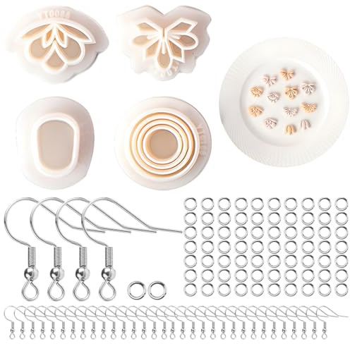 Lot de 4 moules à boucles d'oreilles en argile polymère dans différentes formes en plastique