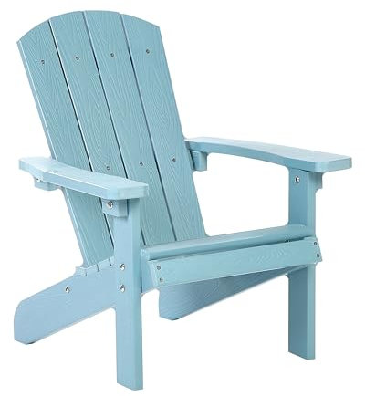 Beliani Moderner Muskoka Kinder Gartenstuhl Blau mit Breiten Armlehnen Adirondack
