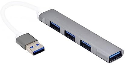 budiniao 4 in 1 USB Hub USB2.0 4 Port Splitter Mouse Computer Adapter Notebook Portable Charge Dock Station Phone Charger, Gray, USB